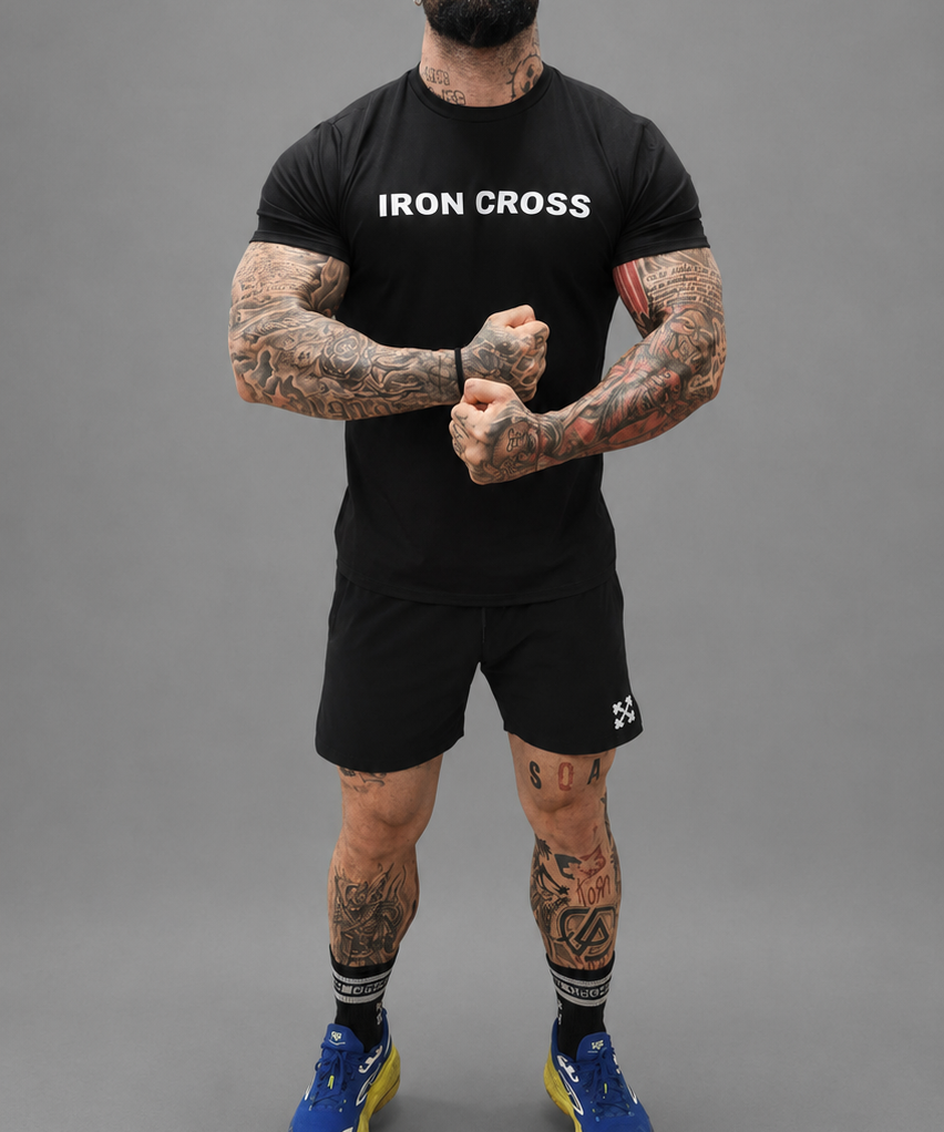 Мъжка тениска Crusader черна - отпред | Iron Cross Apparel