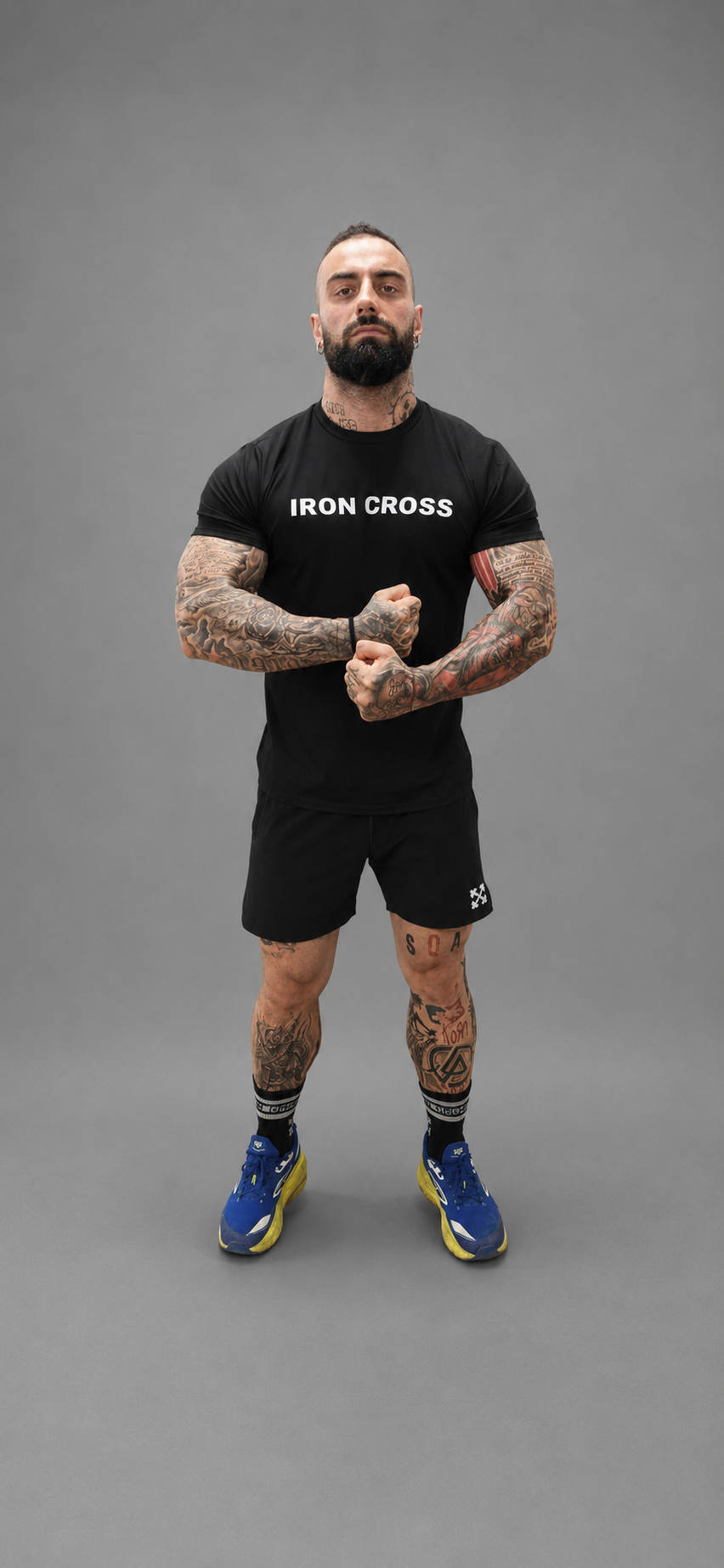 Мъжка тениска Crusader черна - отпред | Iron Cross Apparel